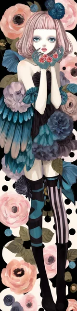 Free angel bookmark featuring angel holding roses